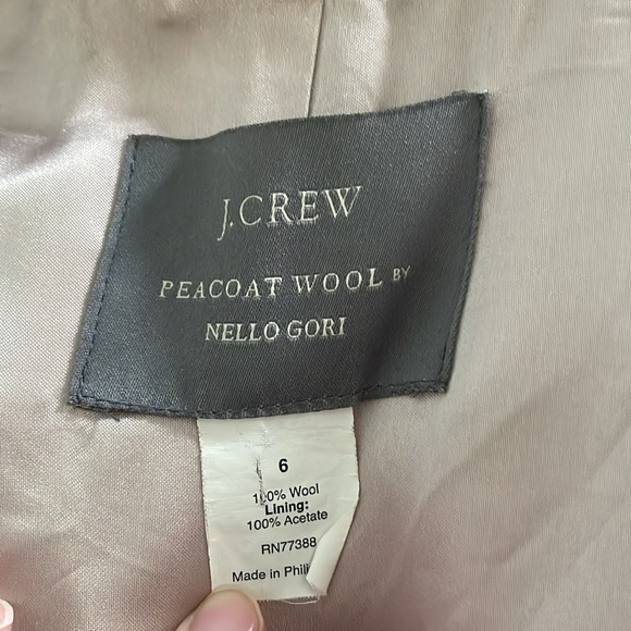 J. Crew Camel 100% Wool Blazecoat Coat Jacket Pea Coat by Nello Gori size 6 CS - Picture 6 of 7